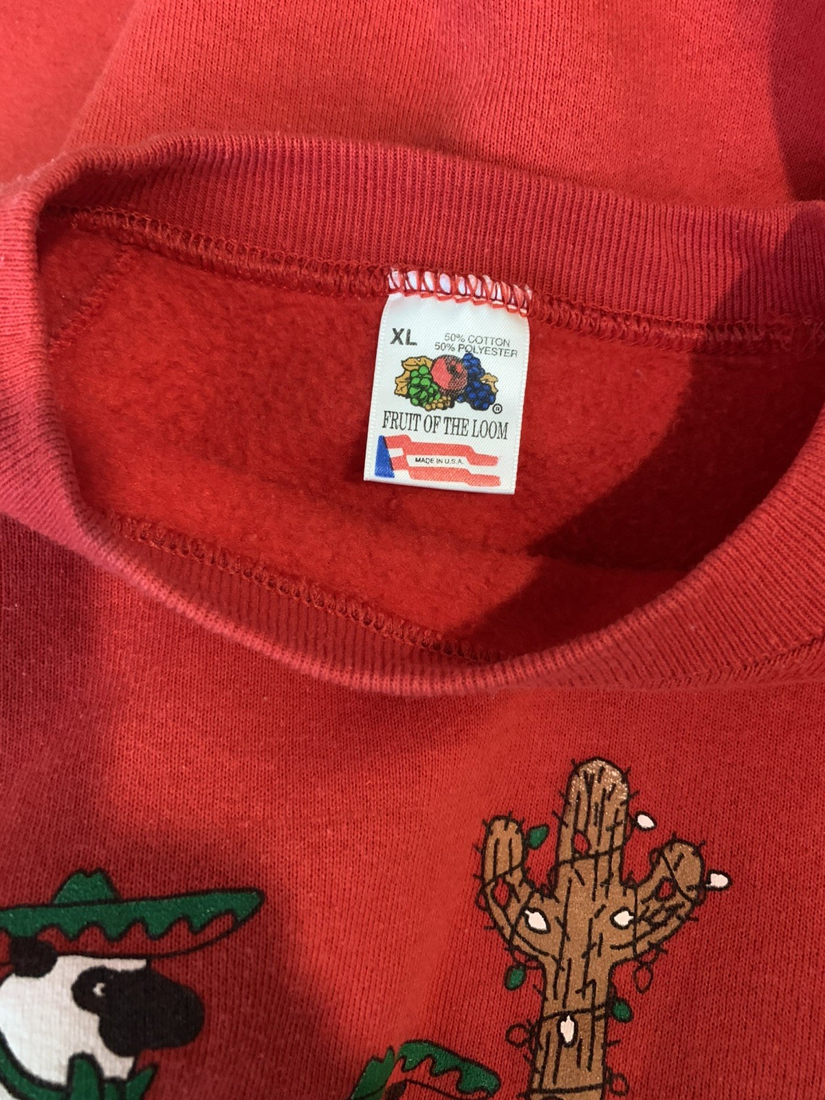 Fleece Navidad Sheep Christmas Sweatshirt XL Red Vintage USA