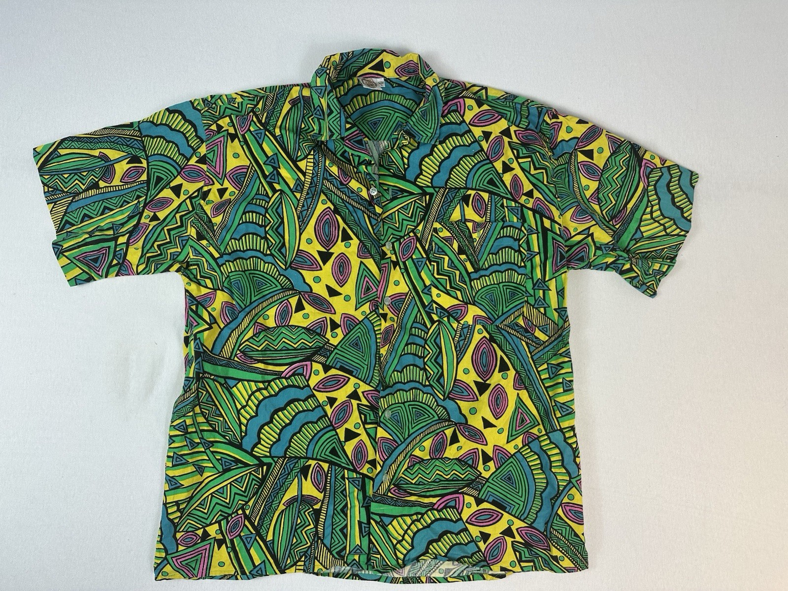 NOS 90s Royal Class Vintage Patterned Shirt Crazy Multicoloured Multicoloured L XL Her