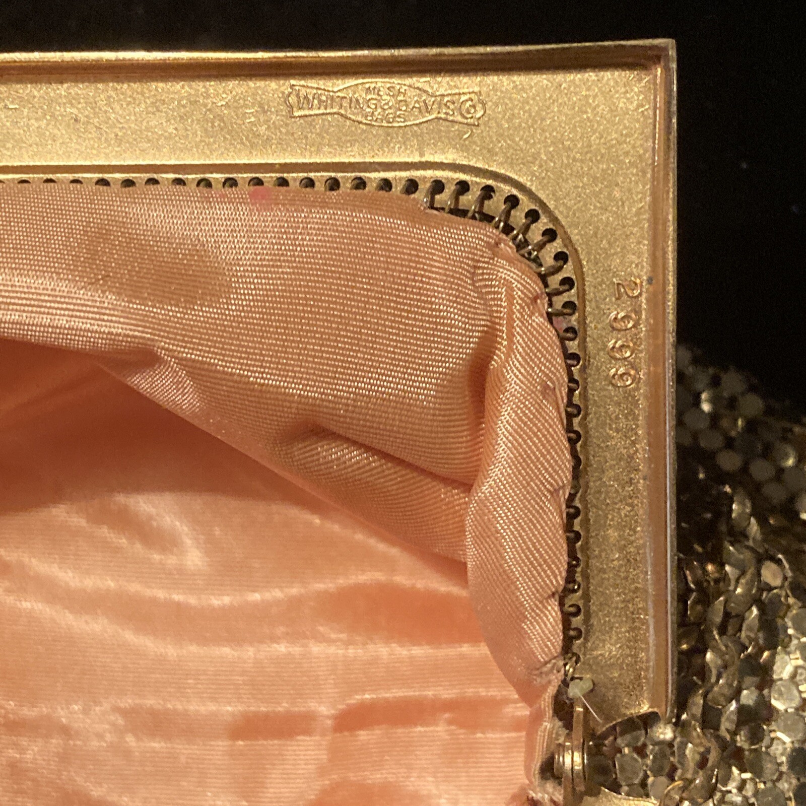 40’s Whiting and Davis Mesh Handbag Purse Gold Tone 6 x 5 in