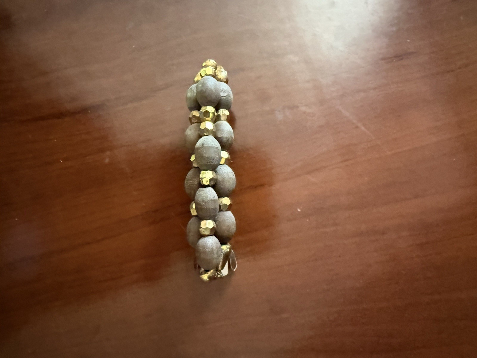 Vintage Wooden Bead Hair Barrette: 1970s Design
