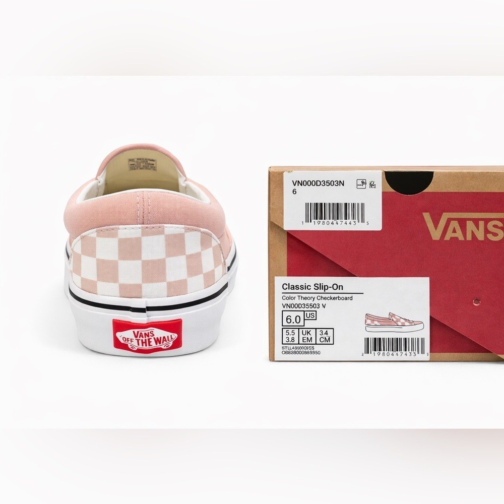 Vans Classic Slip-On Checkerboard Blush/White – Women’s Size 6 – NEW w/ Box