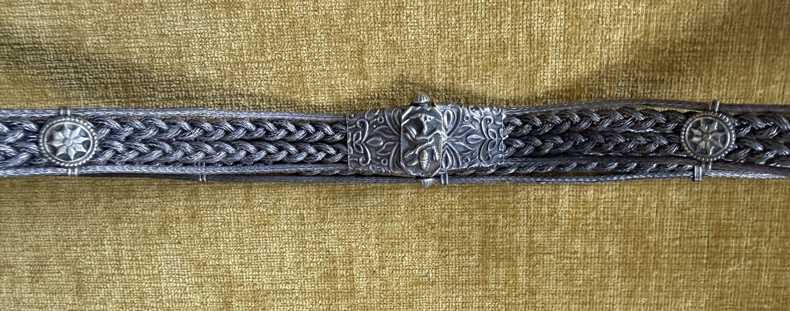 Vintage Indian Silver Braided 32” Deity Ceremonial Belt