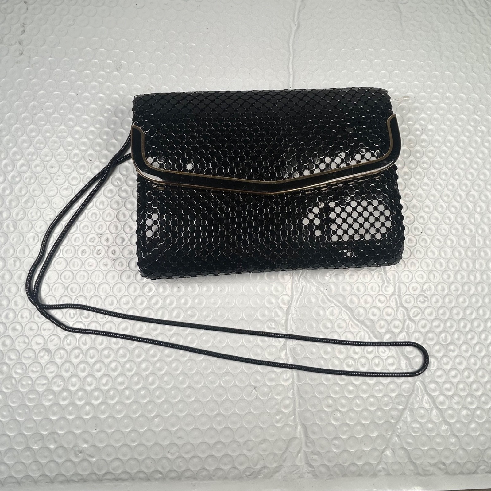 Vintage Black Sequin Clutch Purse Evening Cocktail Shoulder Bag