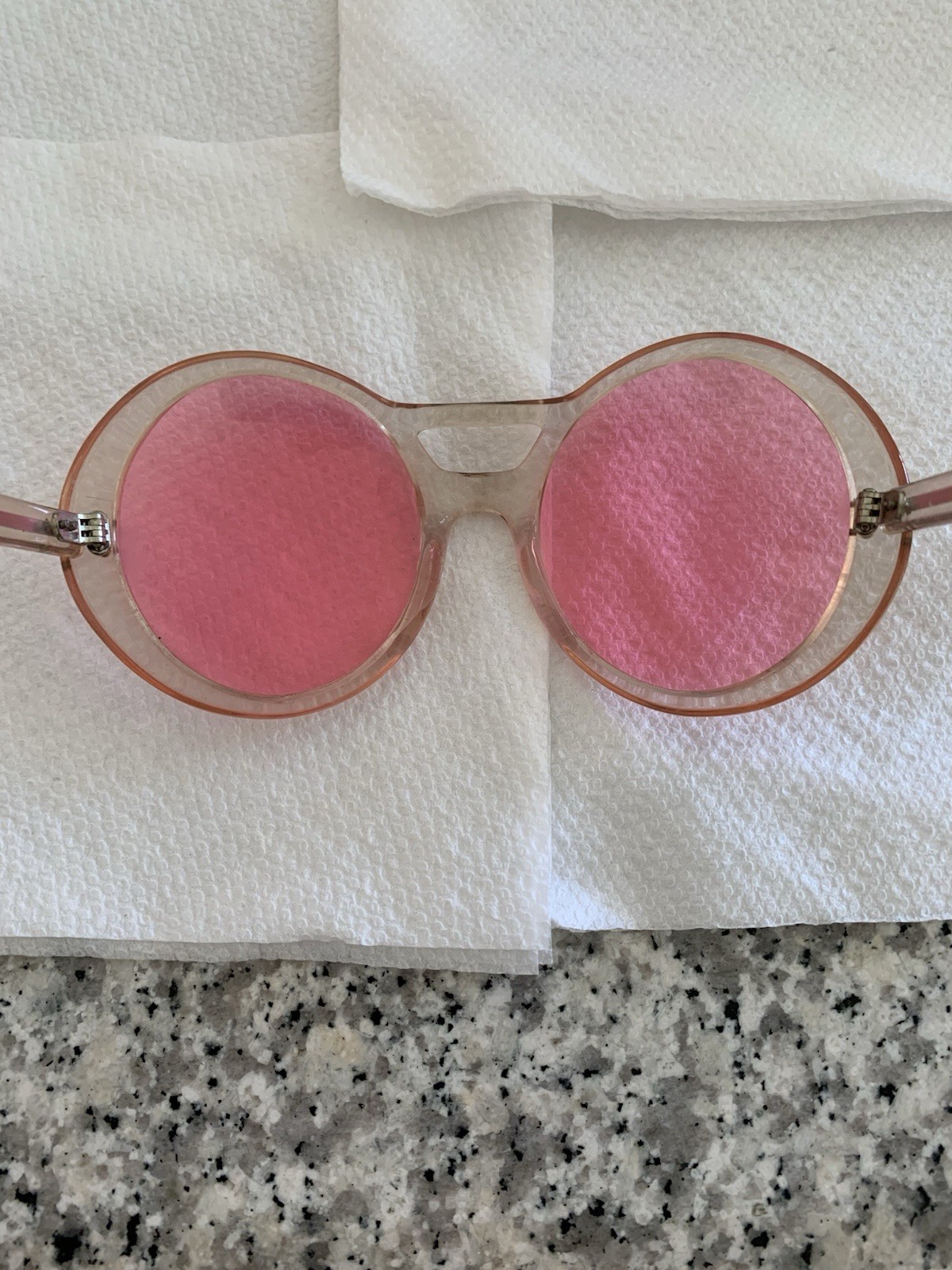 Groovy Boho Disco Vintage Late ‘60s-Mid 1970s Pink Oversized Sunglasses France