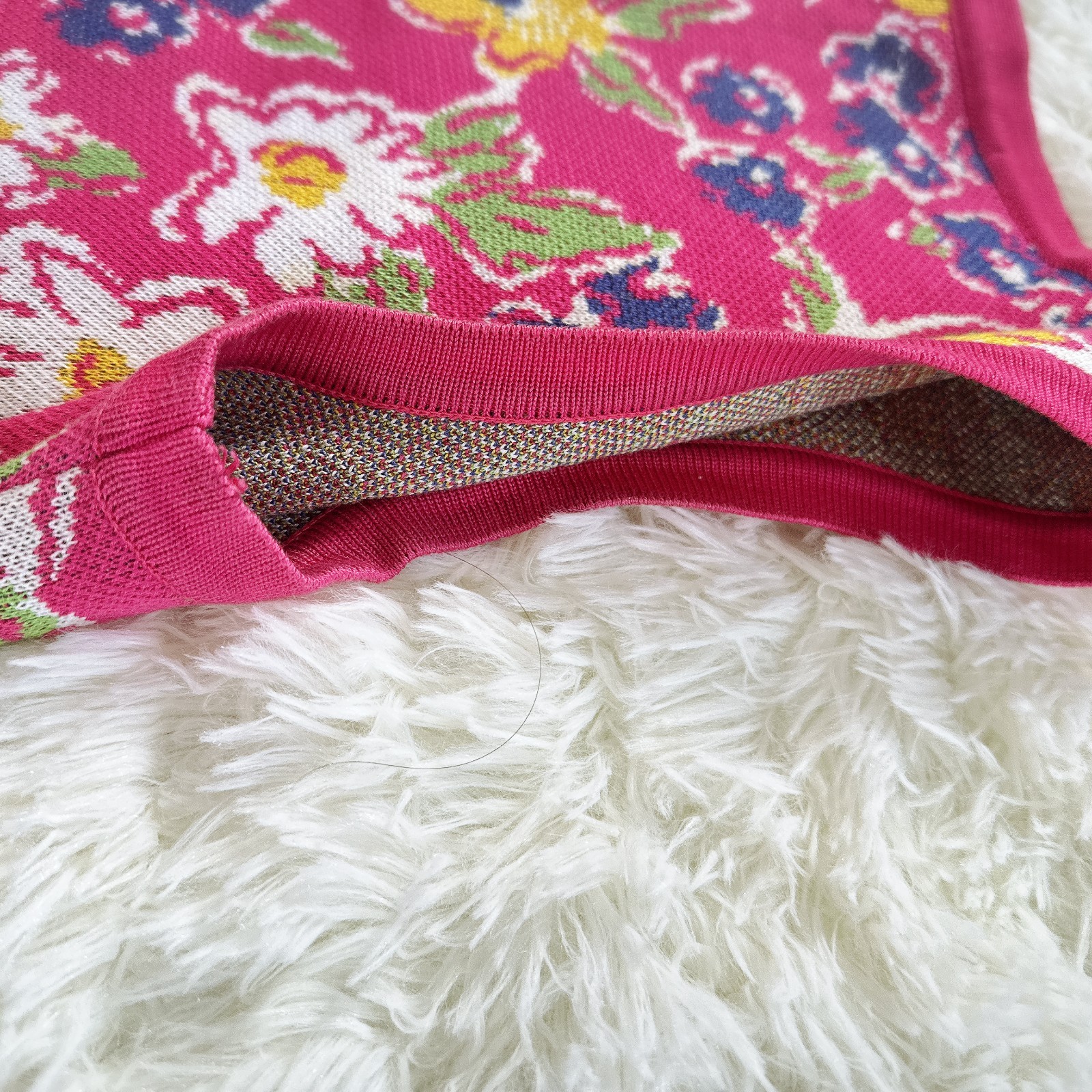 Vintage Yves Saint Laurent Paris Floral Knit Dress Cardigan Set Pink M
