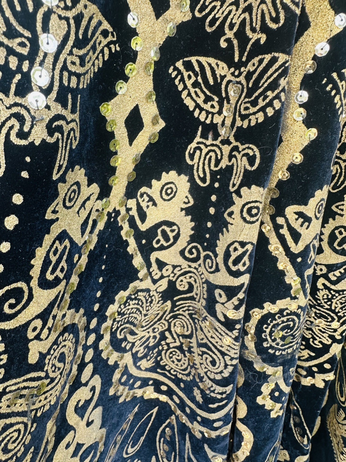 ✨ STUNNING 1950s VINTAGE BLACK FULL CIRCLE EMBELLISHED SKIRT ✨
