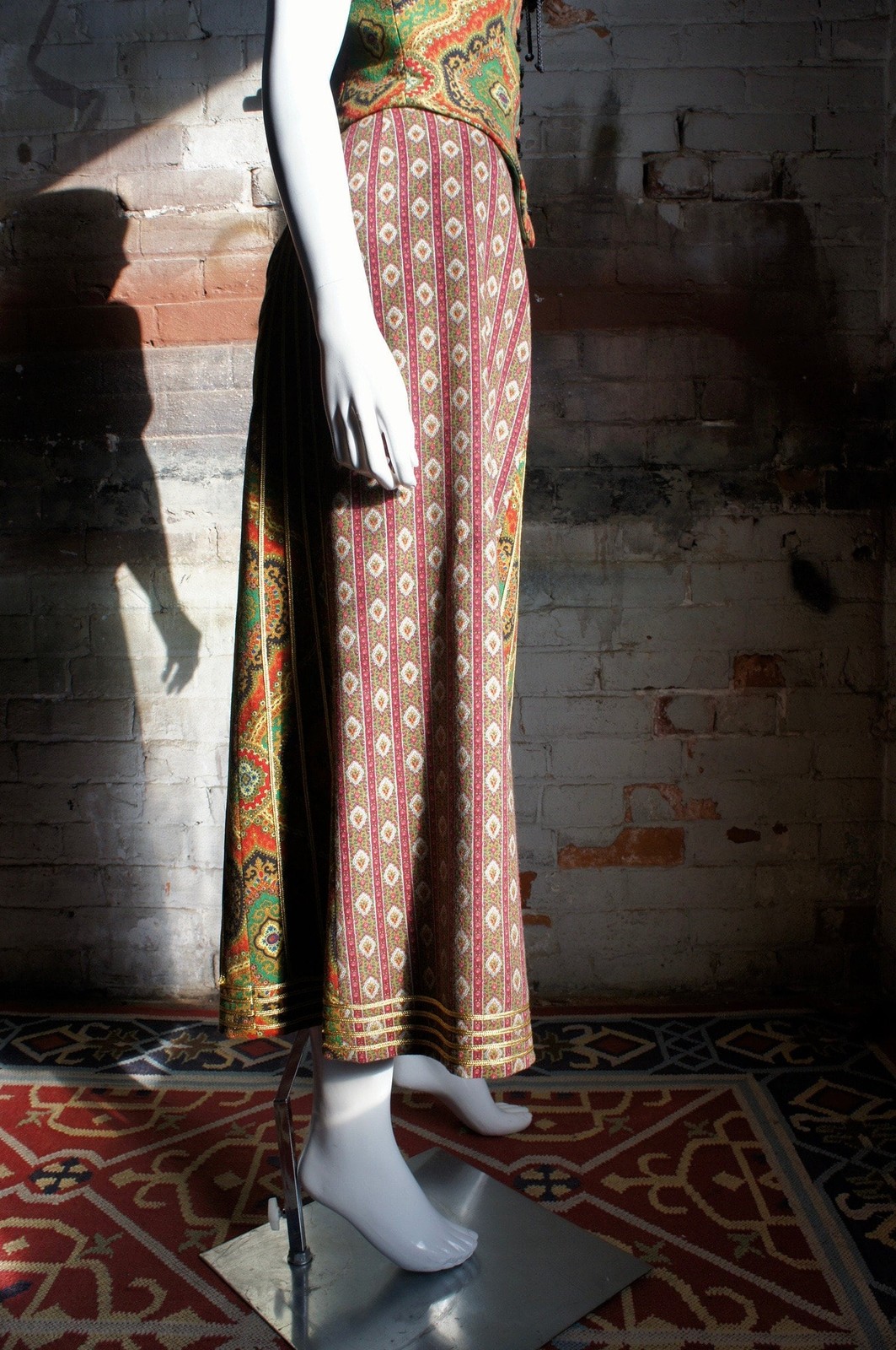 MOSCHINO COUTURE Vintage 1990s Boho Tapestry Boned Bustier Skirt FW 93/94 Runway