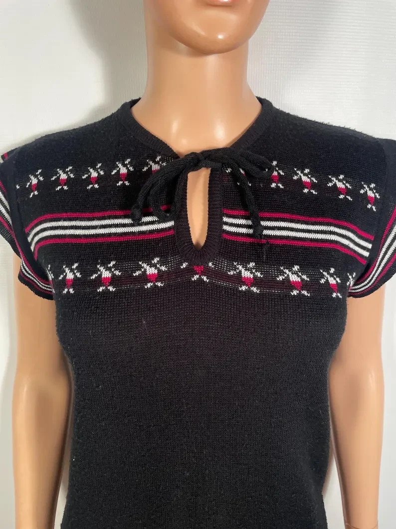 Vintage 1970s Hippy Boho Knit Top Size S/M