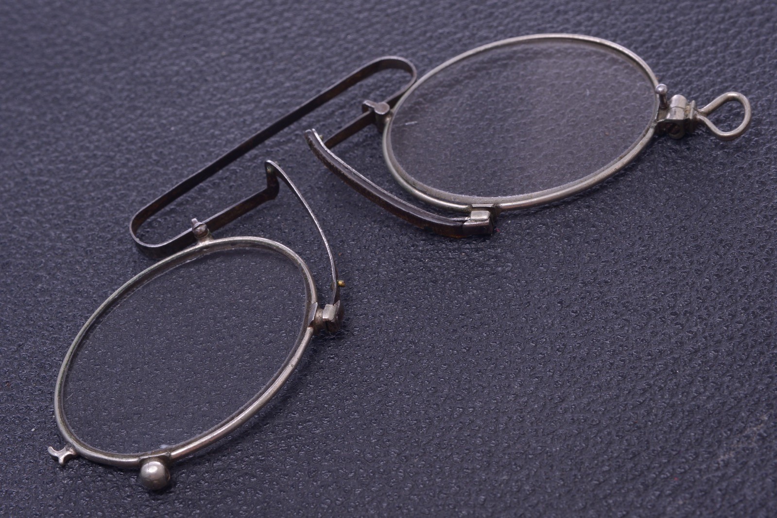✅ ANTIQUE PINCH, PINCE NEZ READING NOSE GLASSES OVAL FRAME +2 DIOPTER 5698
