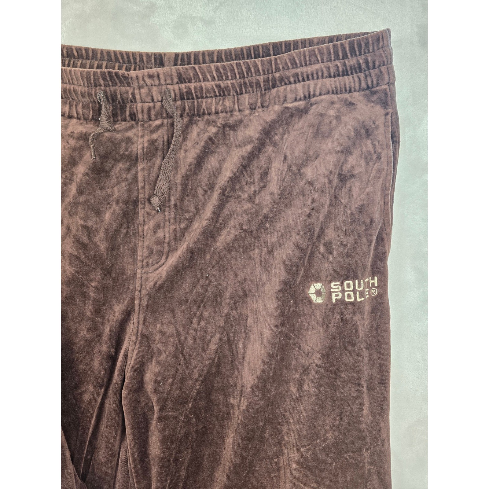 Vintage Southpole Velour Tracksuit Men 2XL Brown Full Zip Y2K Baggy Hip Hop Read