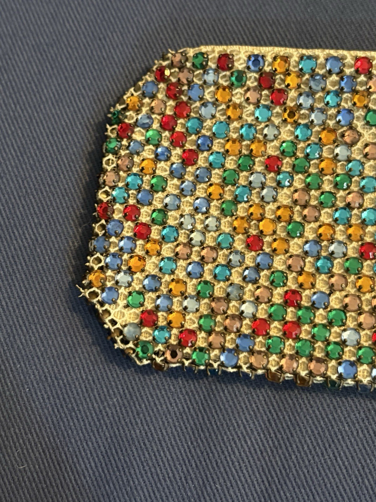 Antique Vintage Made In Czechoslovakia Rhinestone Encrusted Zip Clutch Czech