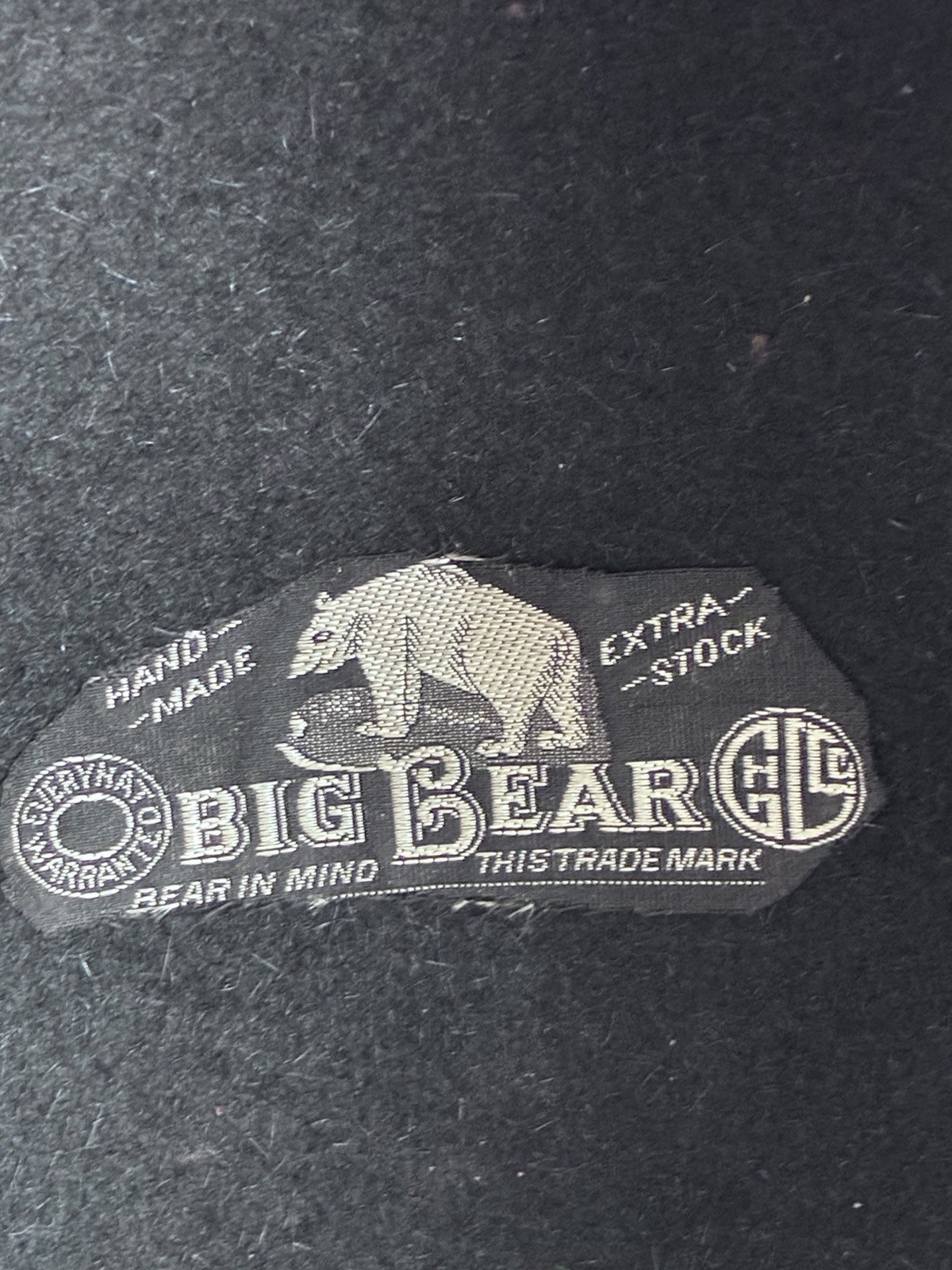 Antique Vintage Black Felt Derby Bowler Hat THE BIG BEAR 7 3/8