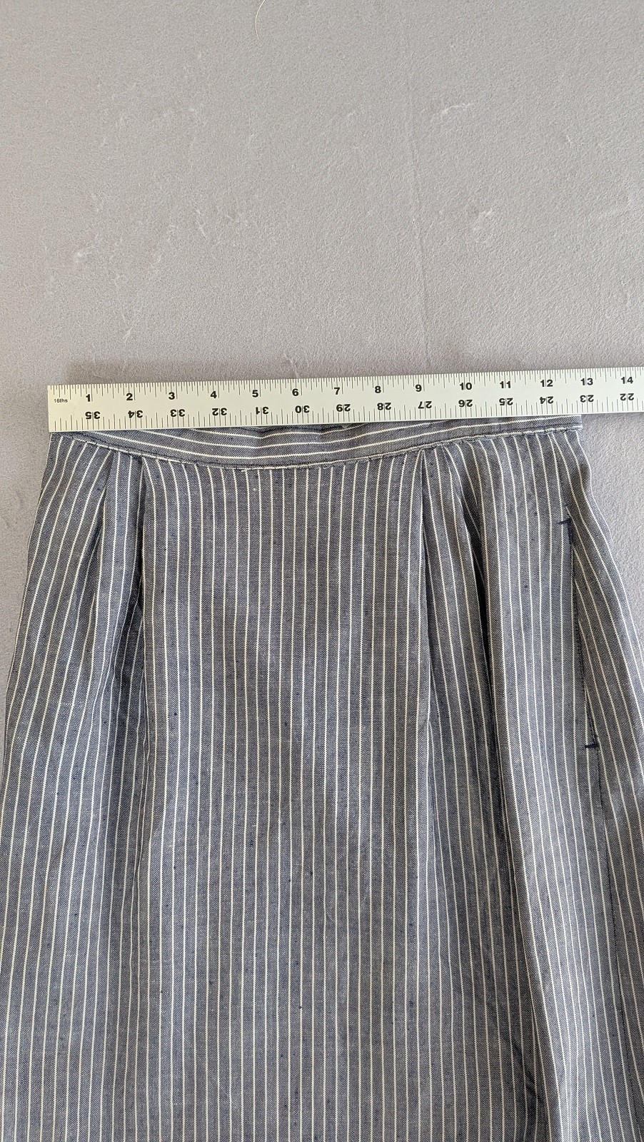 Late 80s 90s VTG Pinstripe Skirt Suit Set 10 Rayon/Linen Blend Blue Denim Look