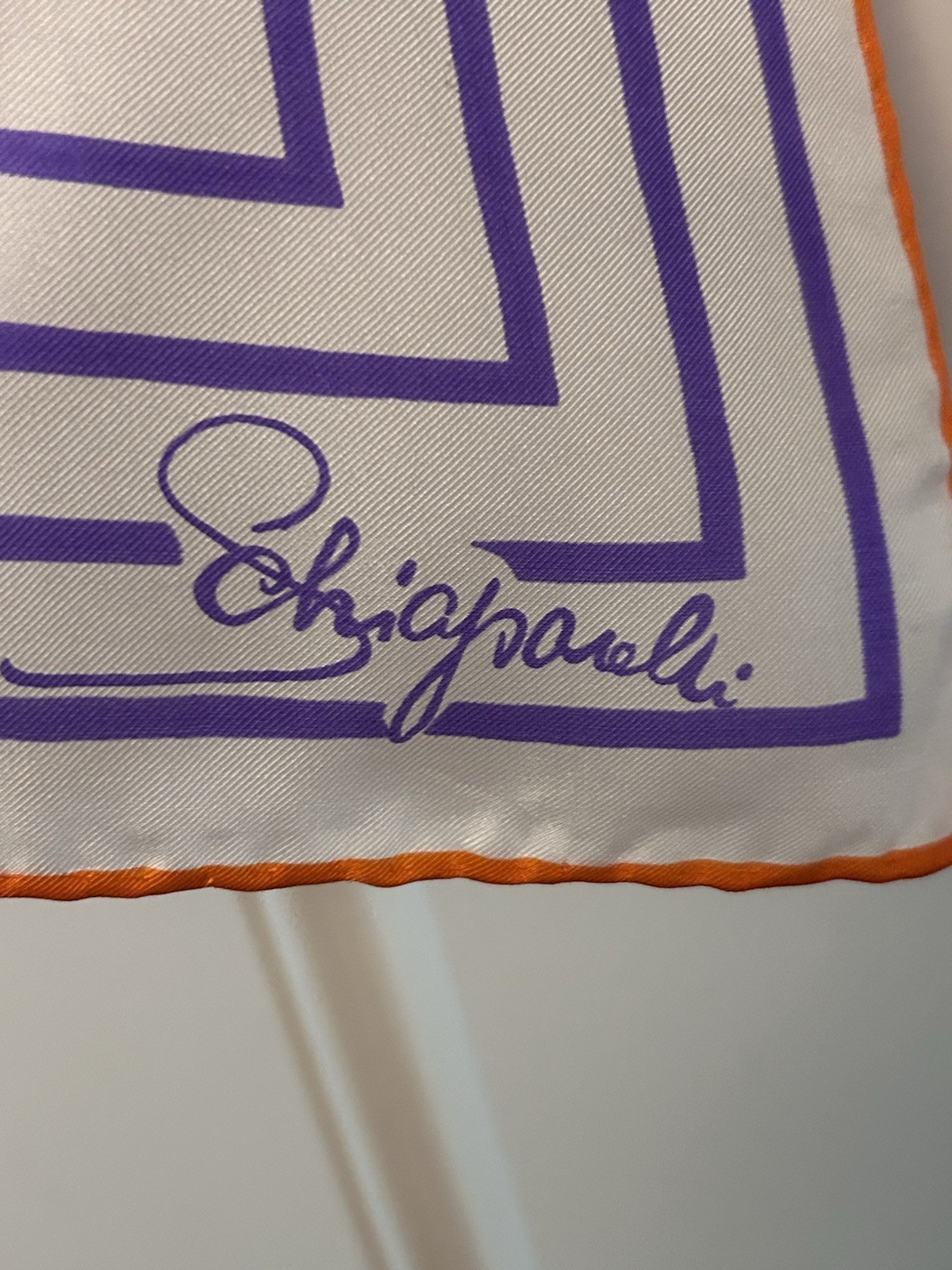 Vintage MCM Op-Art Schiaparelli Silk Scarf ~ Color Block ~ Orange Purple White