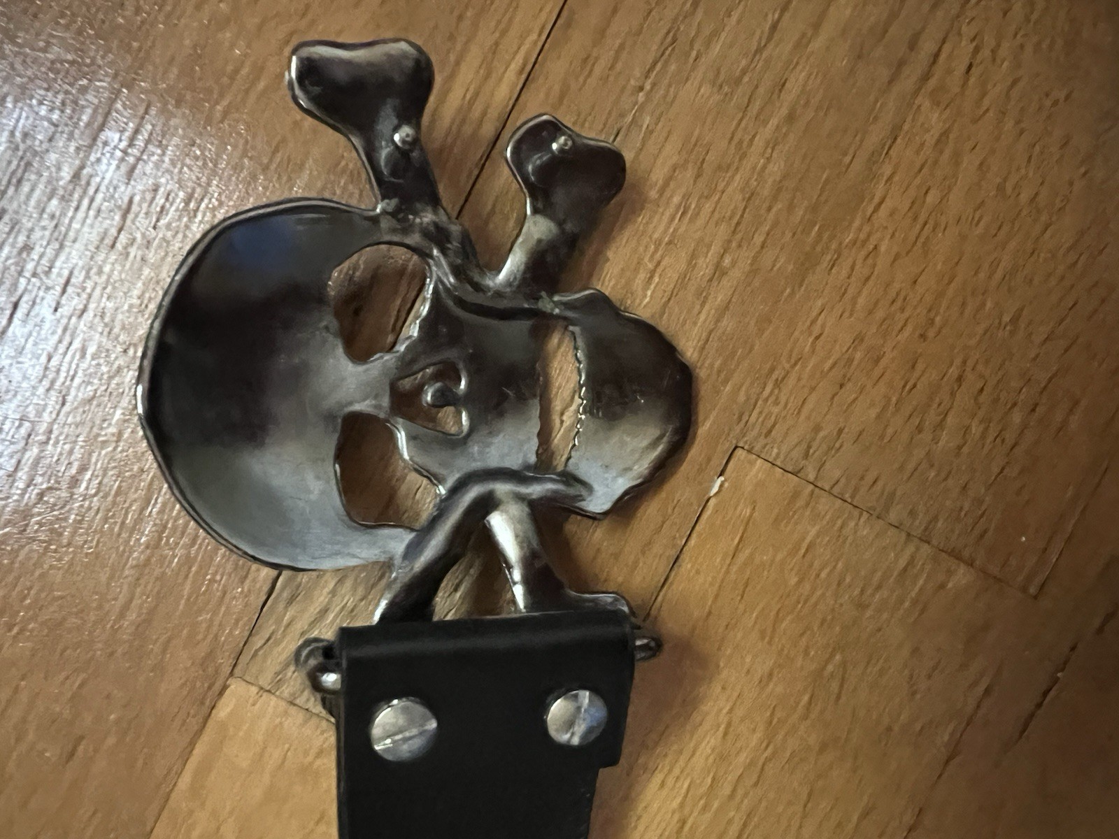 NYC Vintage Punk Rock Silver Skull Buckle Black Belt (35” Belt)