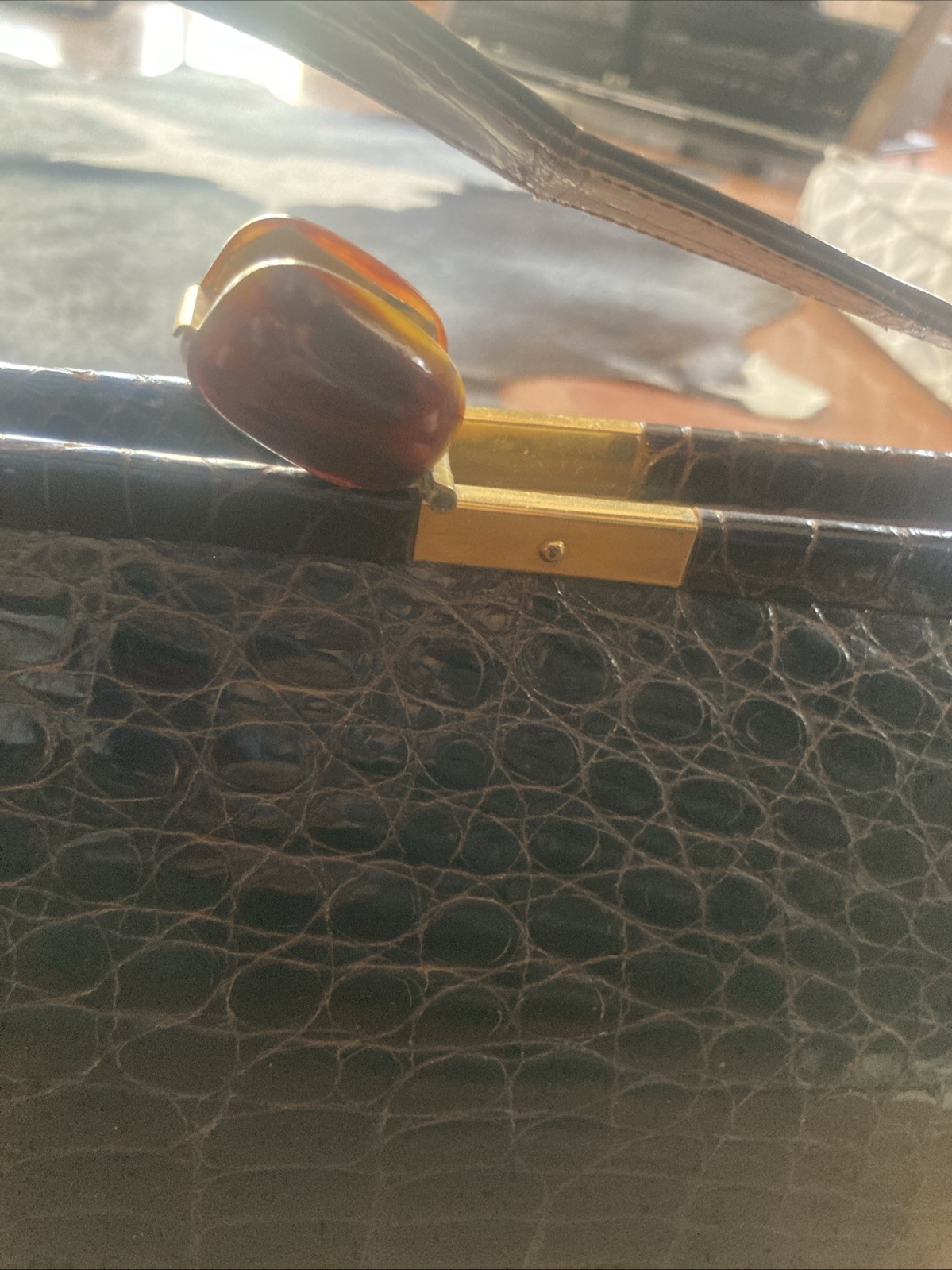 Vintage Kow Hoo Hong Kong Crocodile? Purse Mid Century Modern Handbag