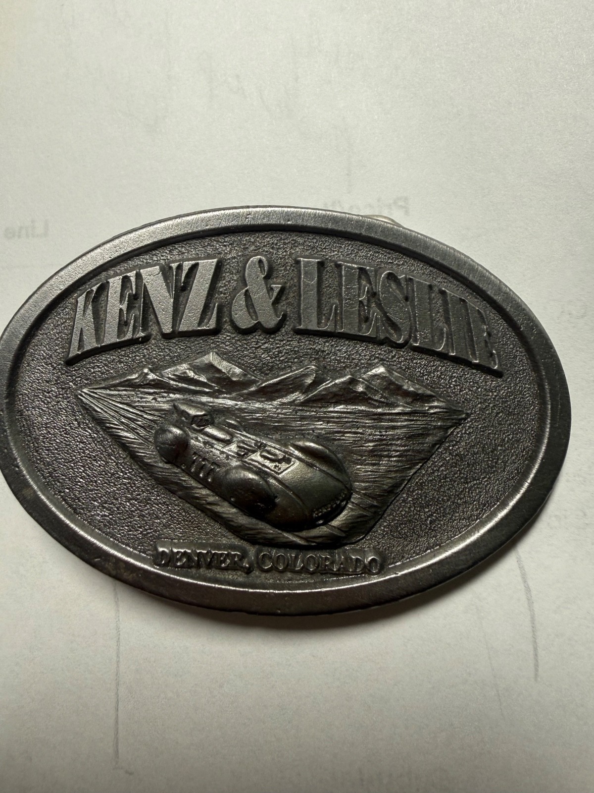 Kenz & Leslie Belt Buckle – Vintage – Racing Memorabilia
