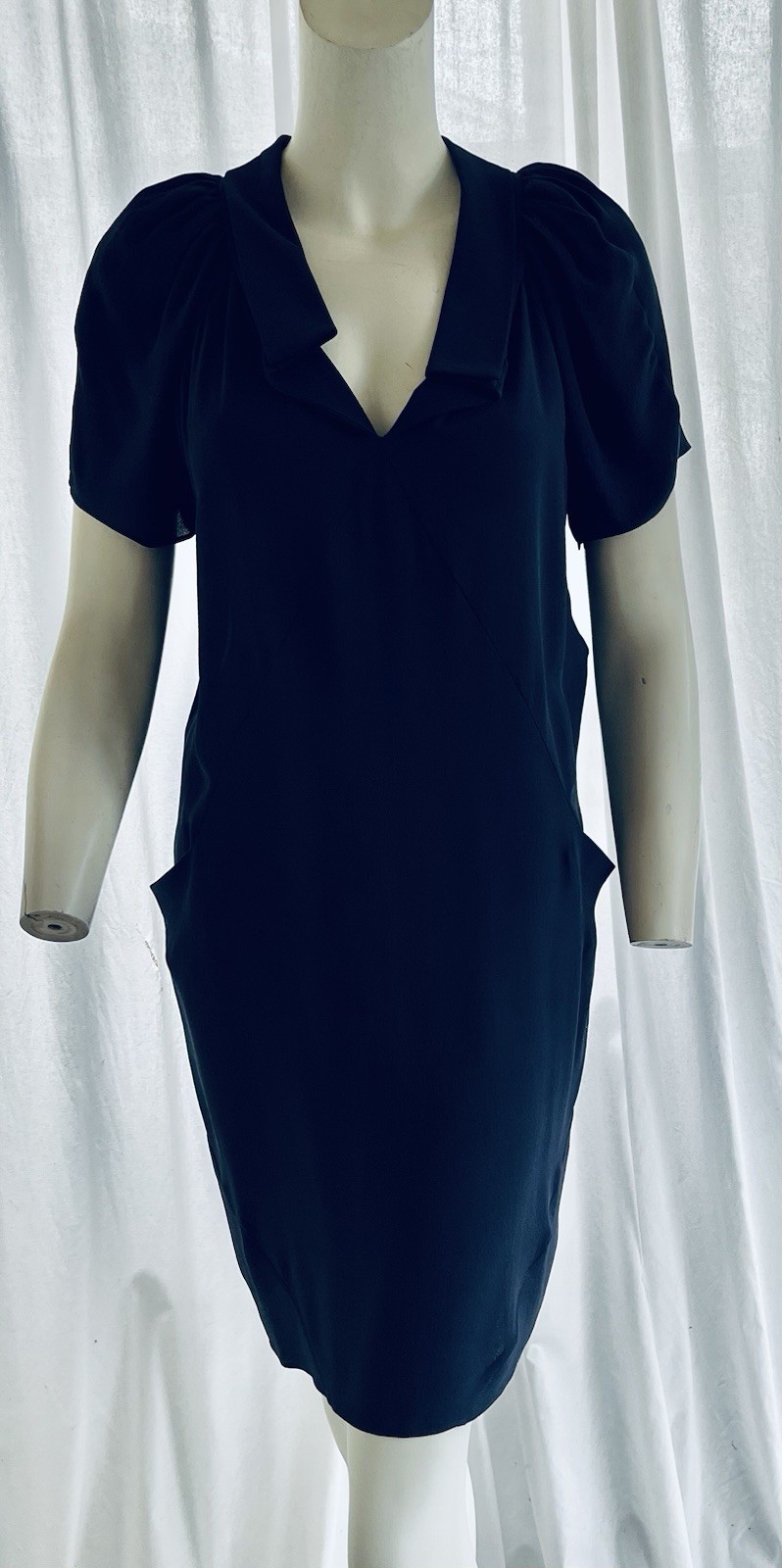Vintage Balenciaga Nicholas Ghesquiere 2008 Navy Silk Dress Summer Day Dress