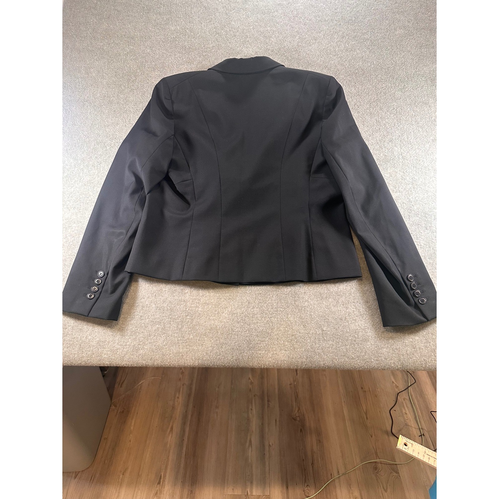 Ann Taylor Loft Womens Black 3-Button Cotton Blend Blazer Jacket Size 14