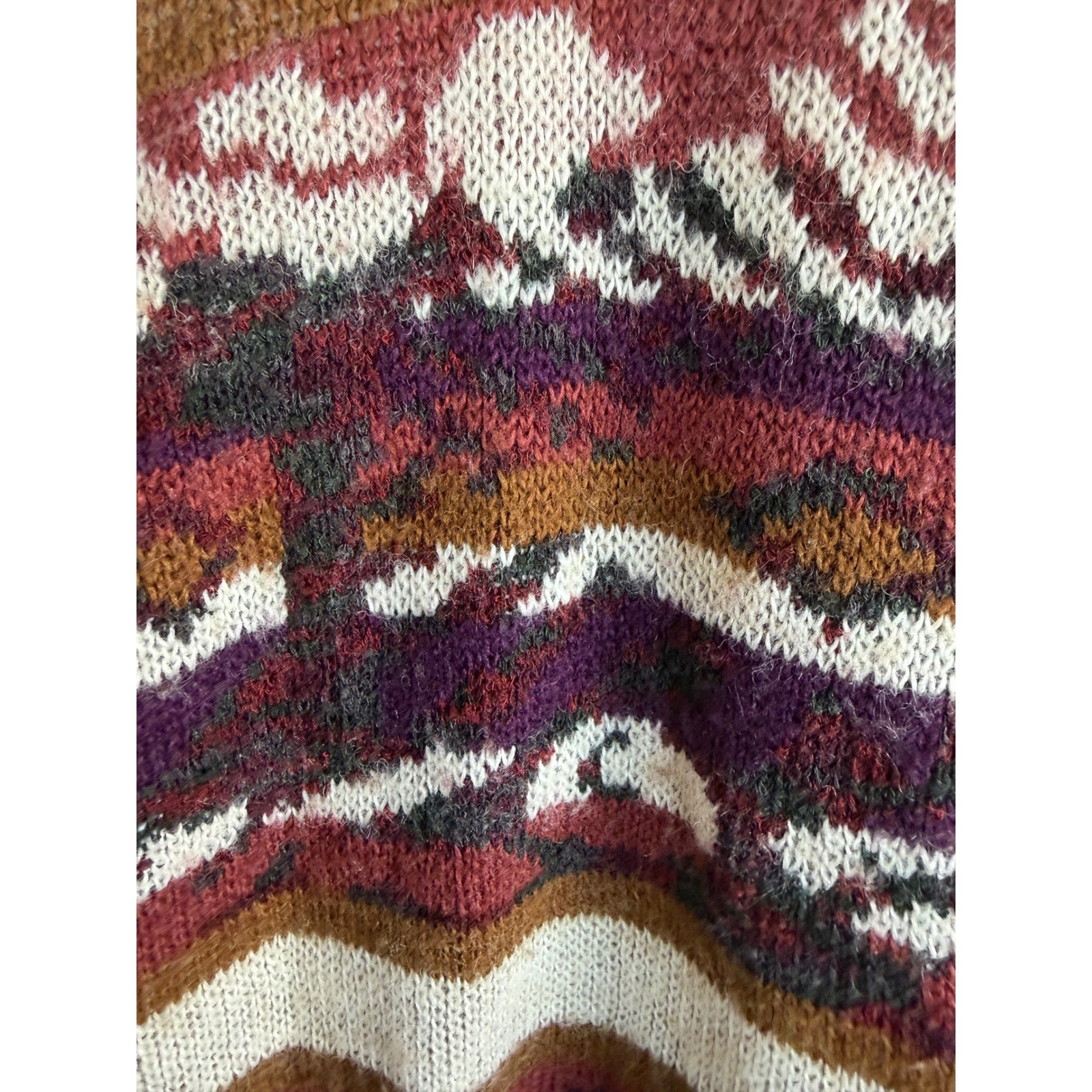 Vintage Aggio Geometric Knit Cardigan Sweater Mens Large Earth Tone Southwestern