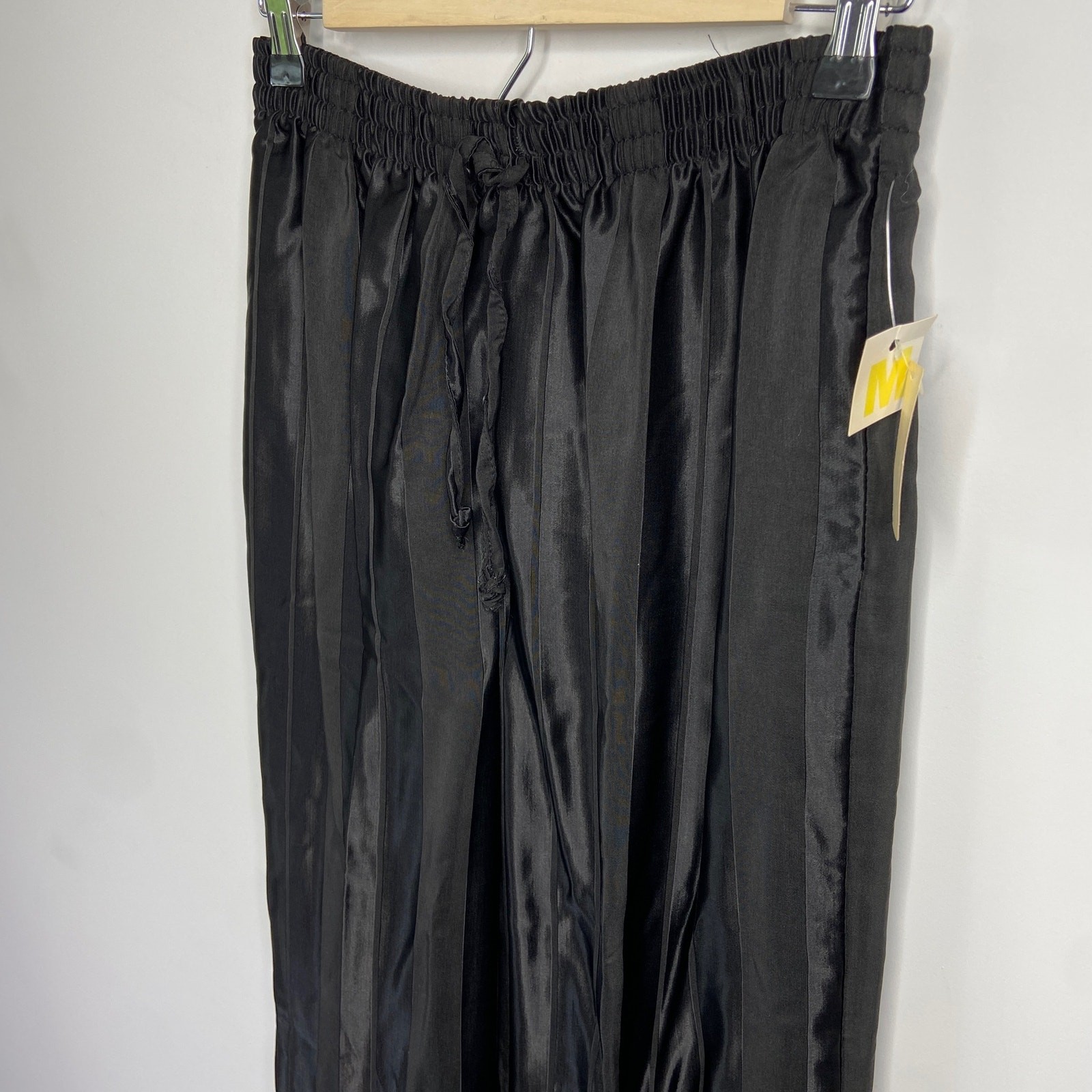 Vintage Shiny Matte Stripe Black Stretch Waist Pants – Women’s Size M