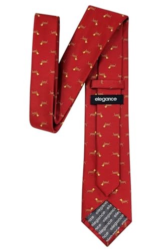 Animal Pattern Ties | Neckties for Men | Microfiber 3.15″ Dachshund – Red