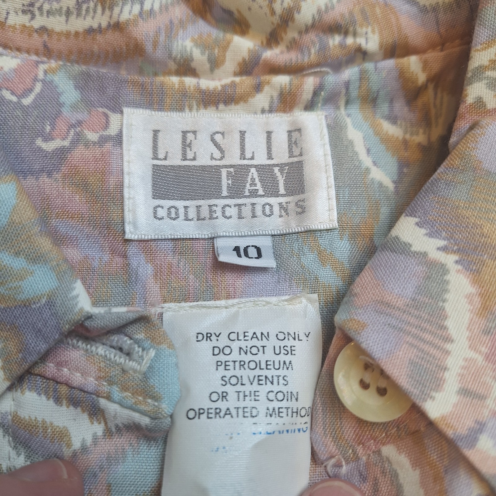 Vtg NWT 80s Leslie Faye Paisley Long Sleeved Dress, Sz 10