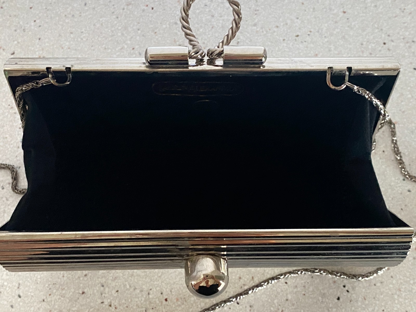 Vintage Silver Cocktail Purse Clutch Chain Strap Lauren Alexandra Hong Kong