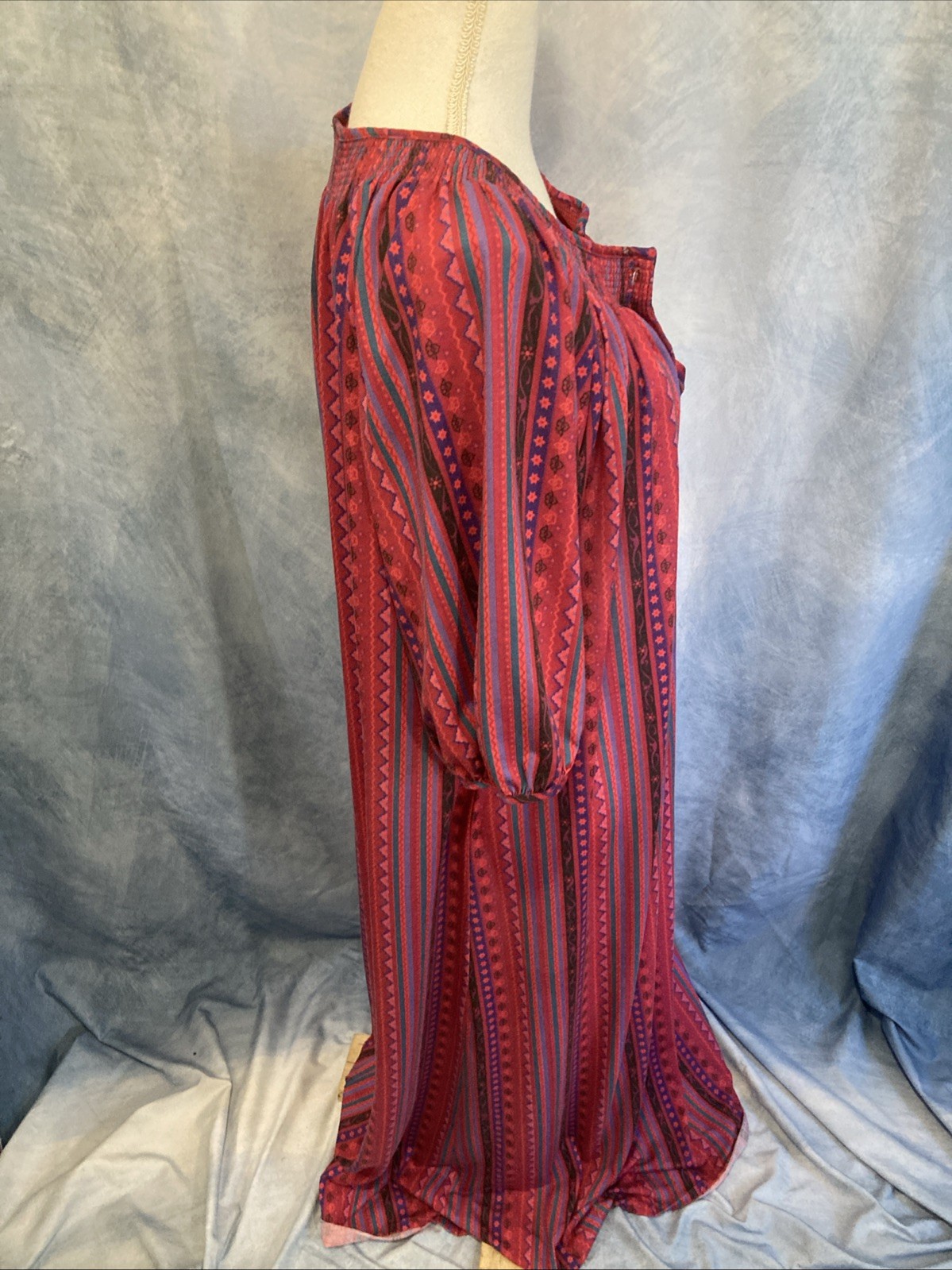 VTG 70s Donna Richard Gilligan O’Malley Maxi Dress Muumuu Caftan Pink Boho L