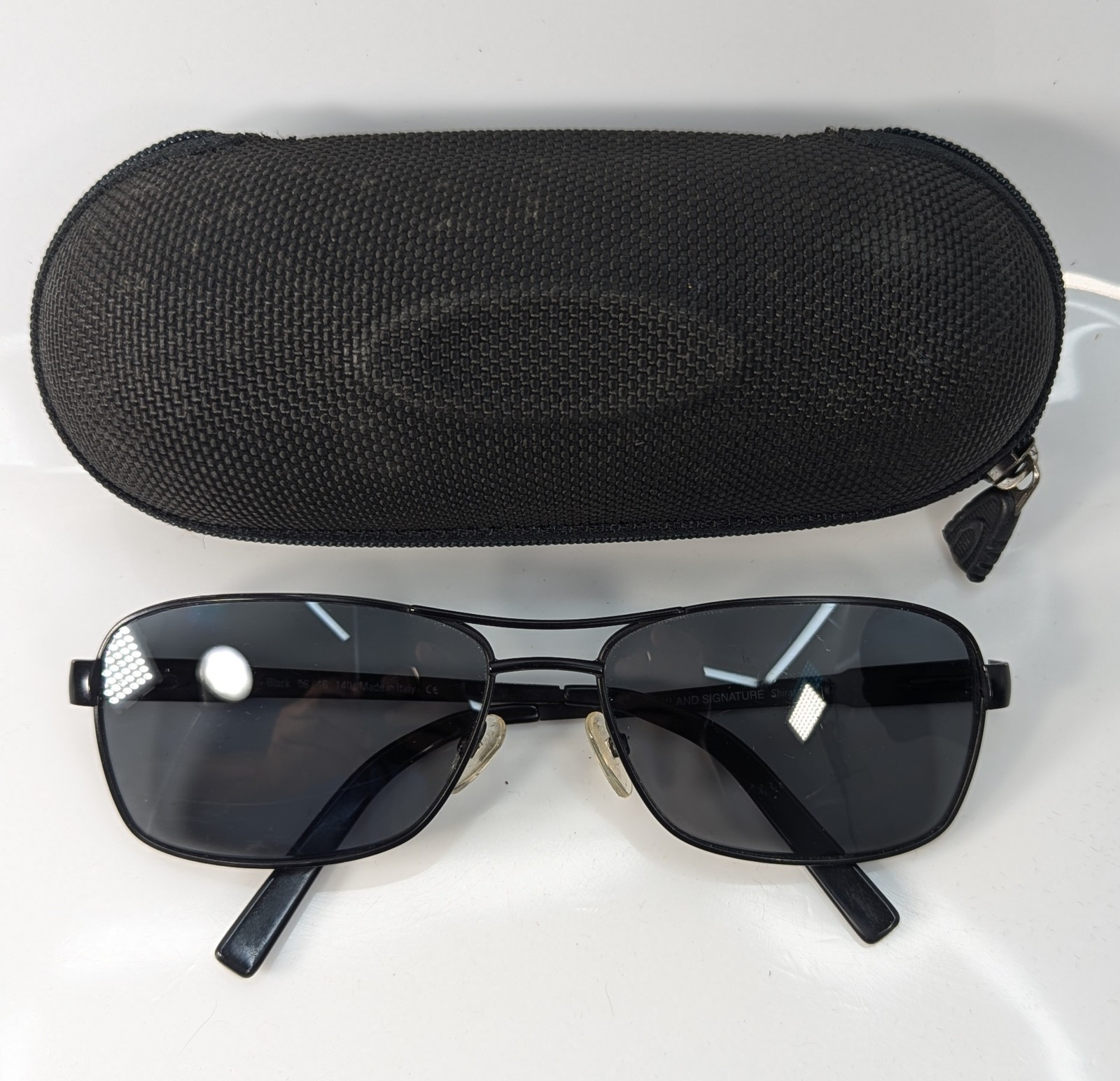 Vintage Italian Sunglasses wFree Oakley Case Signature Blk Wire Flex Frames Only