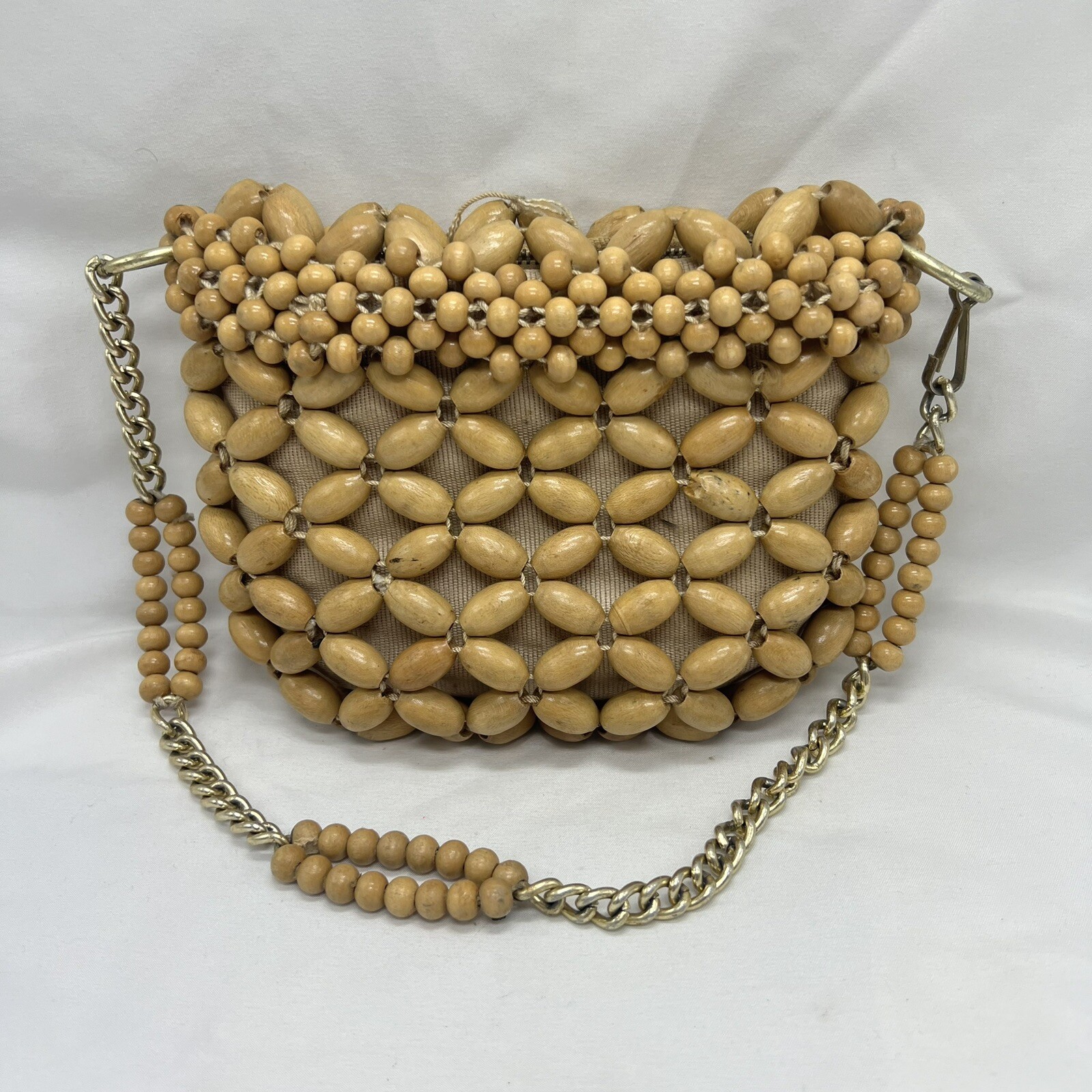 It’s In The Bag Vintage Ritter Wooden Beads Beaded Handbag Purse With Chain