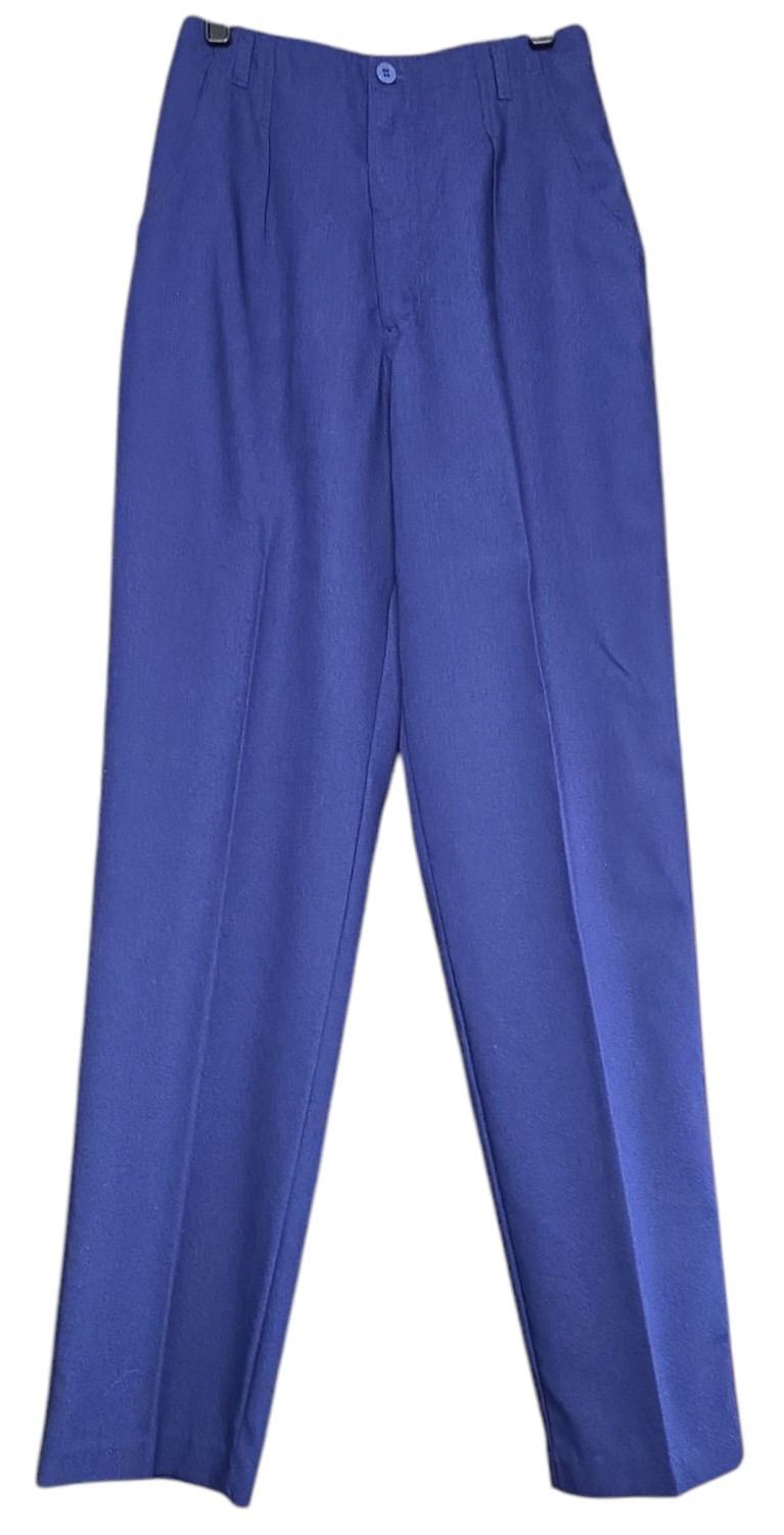 Vtg OSCAR DE LA RENTA Womens Sz 0 Pants Blue Trousers Polyester Blend Pleated