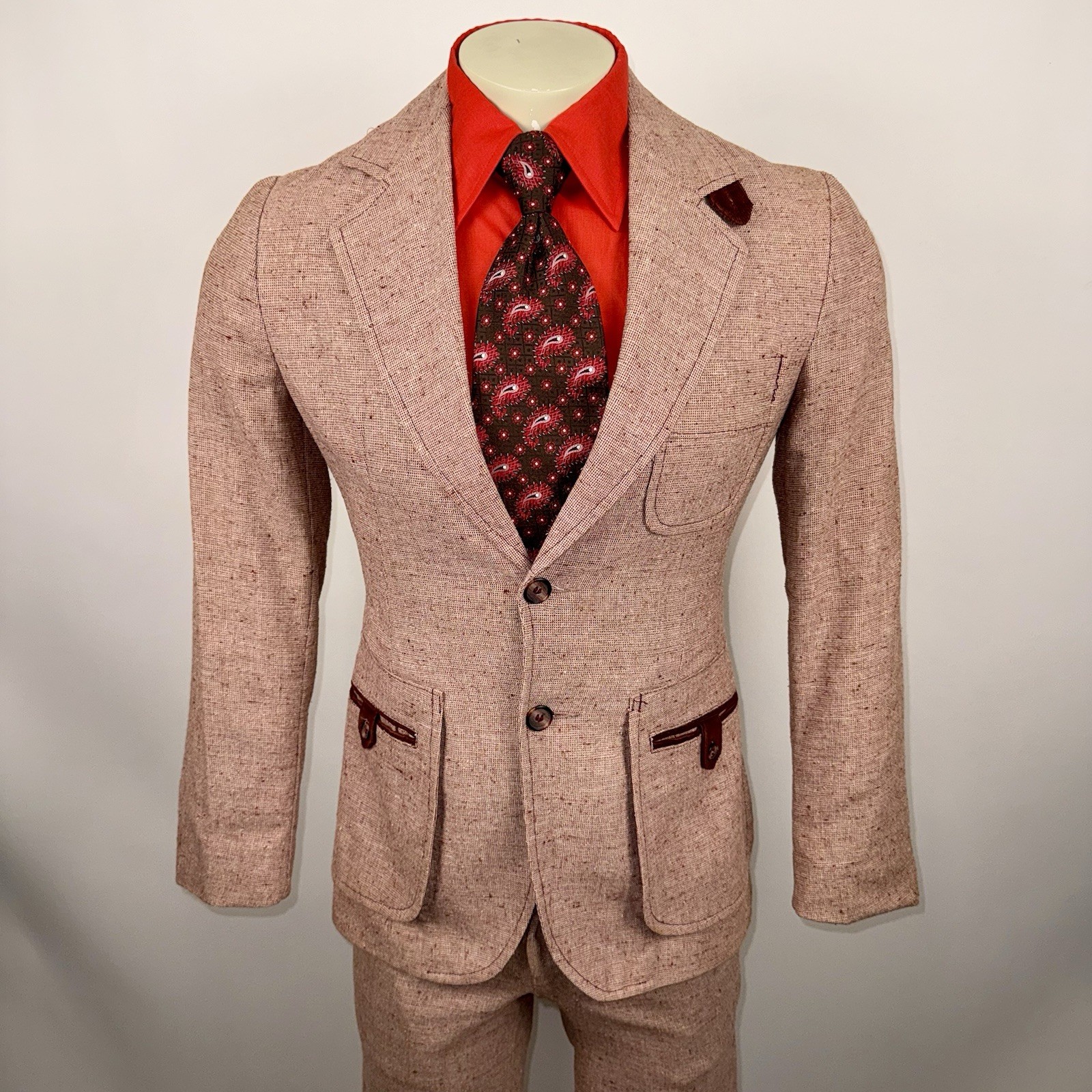 Vintage Esprit 3 Piece Suit Mens 36 Jacket 28 32 Pants Bell Bottom Leisure 70s