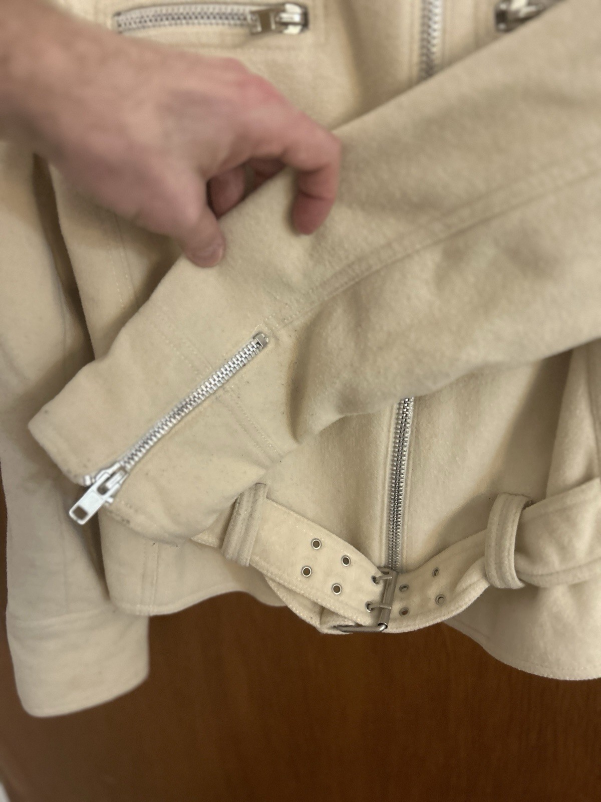 Vintage David N Moto Style Jacket wool Cashmere cream zip-up Romania Italy 80s