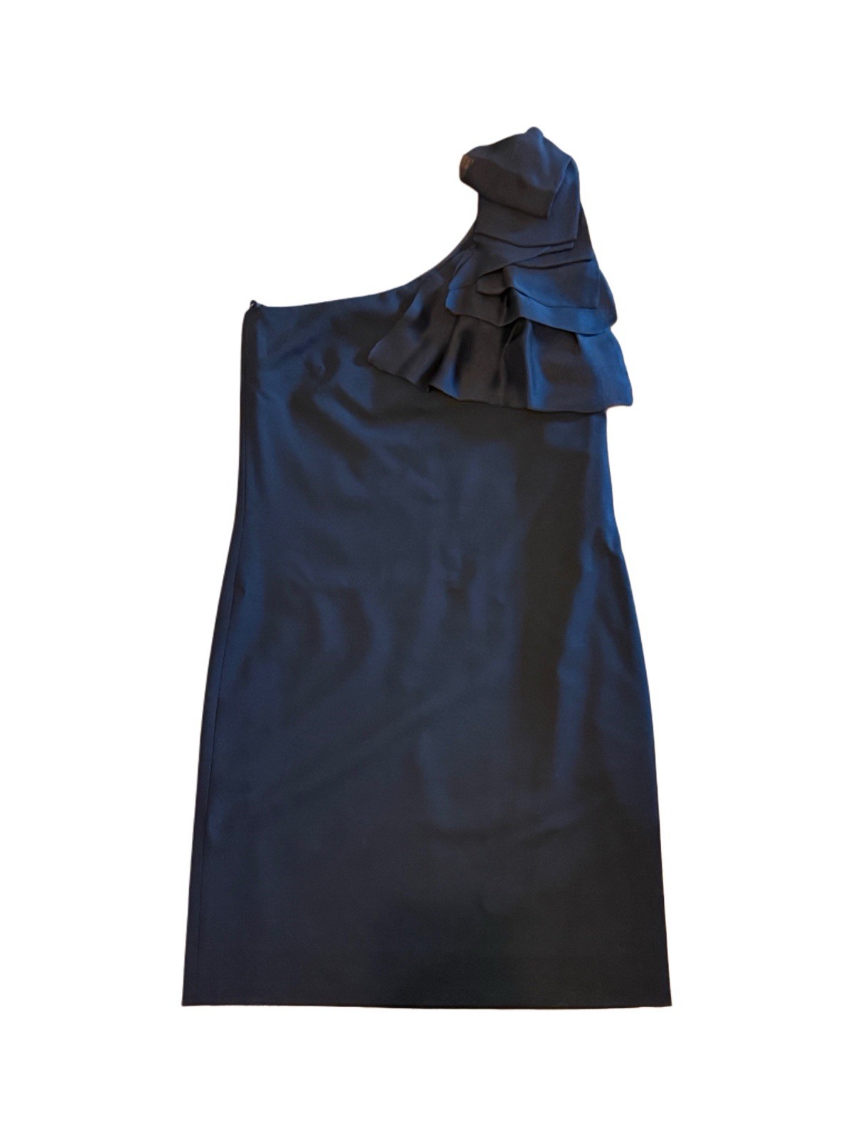 Fendi Shoulder Black Ruffle Cocktail Dress NWT Made in Italy Virgin Wool & Silk