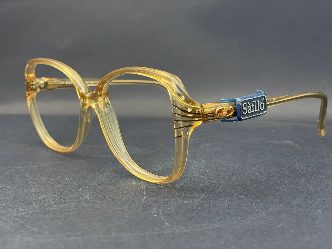 Vintage Safilo Contempora 813 376 Optyl Eyeglasses Italy Clear Honey Frame
