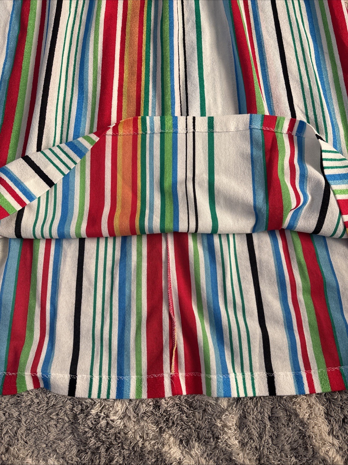 VTG 70s Tiffany Loungewear Rainbow Stripe Terry Cloth Caftan Maxi Dress Robe Lg