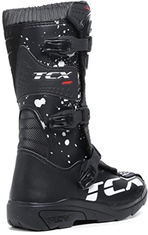 TCX Men’s Biker Boots Motorcycle Boat, Black White, 0.5