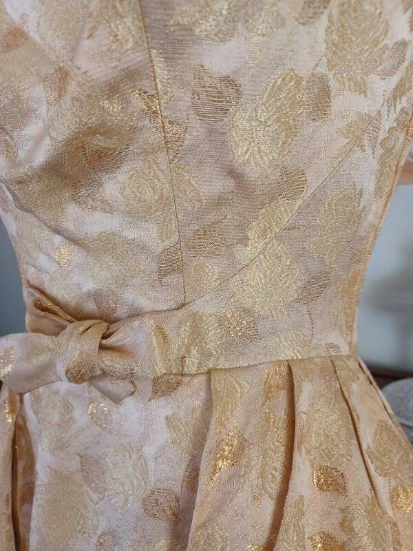 Vintage 1950’s Gold Balloon Dress From Paris Sleeveless Lorene Victor Hugo S