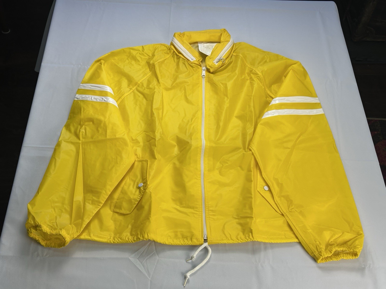Vintage Sears Work N Leisure Yellow Rain Jacket XL 1970s PVC Windbreaker