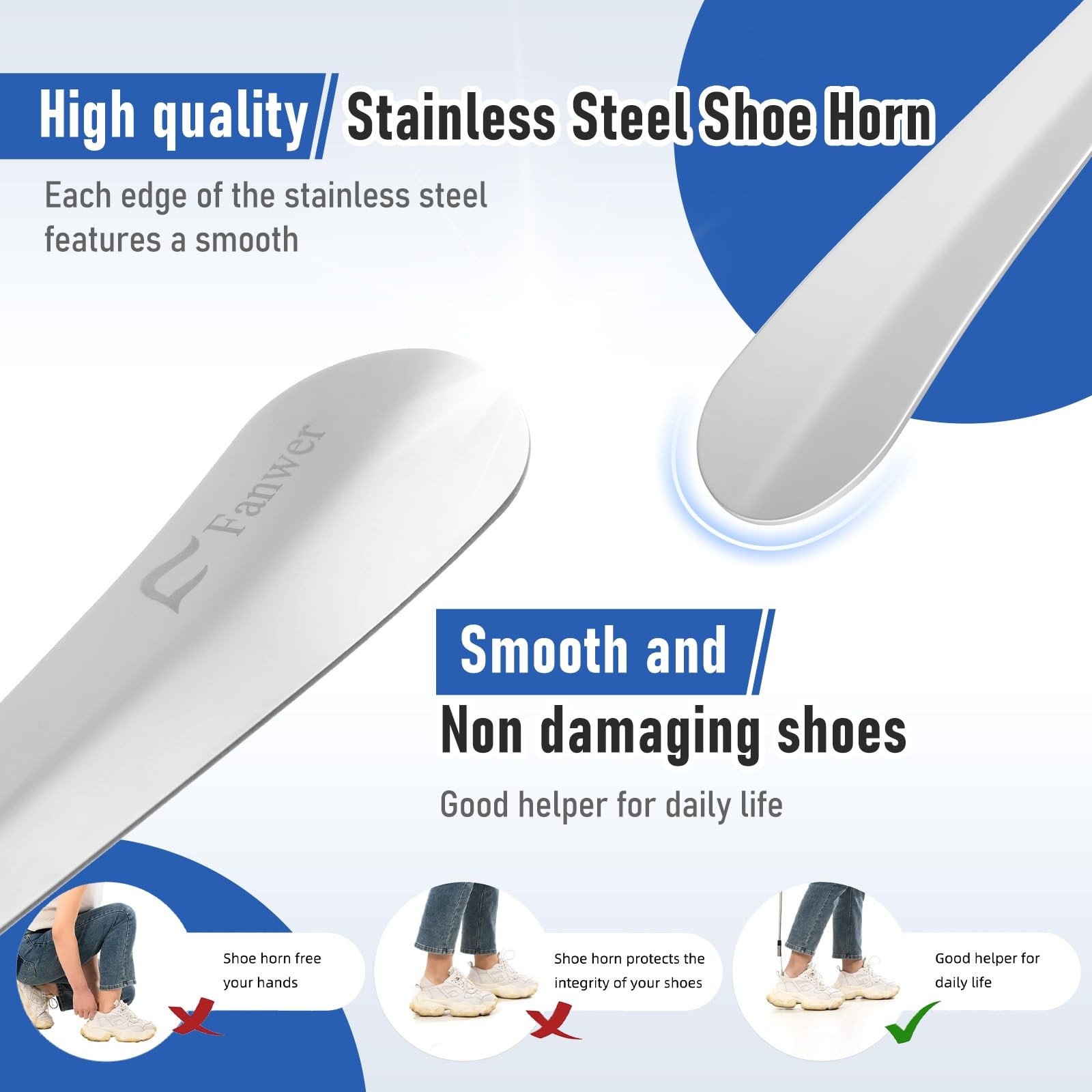 Long Handled Shoe Horn 16-31″ Adjustable Stainless Steel Telescopic Seniors