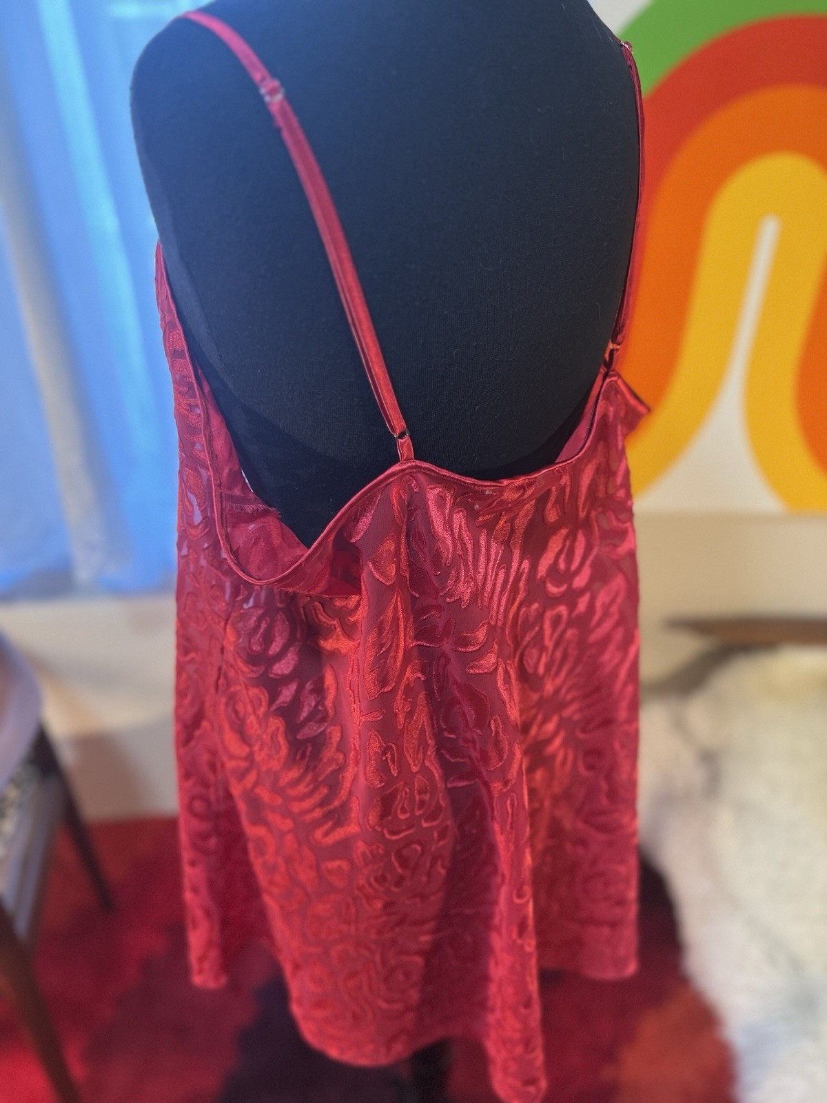 Vtg 1990’s Gilligan O’Malley Red Babydoll Nightgown Mini Dress Red 2XL