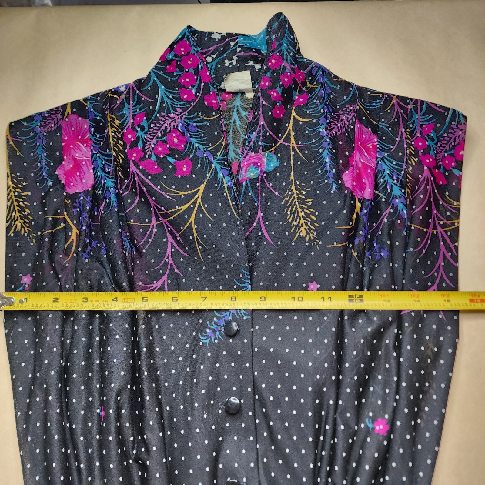 Black Polka Dot Floral Midi Dress Sleeveless Button Up Elastic Waist Grandmacore