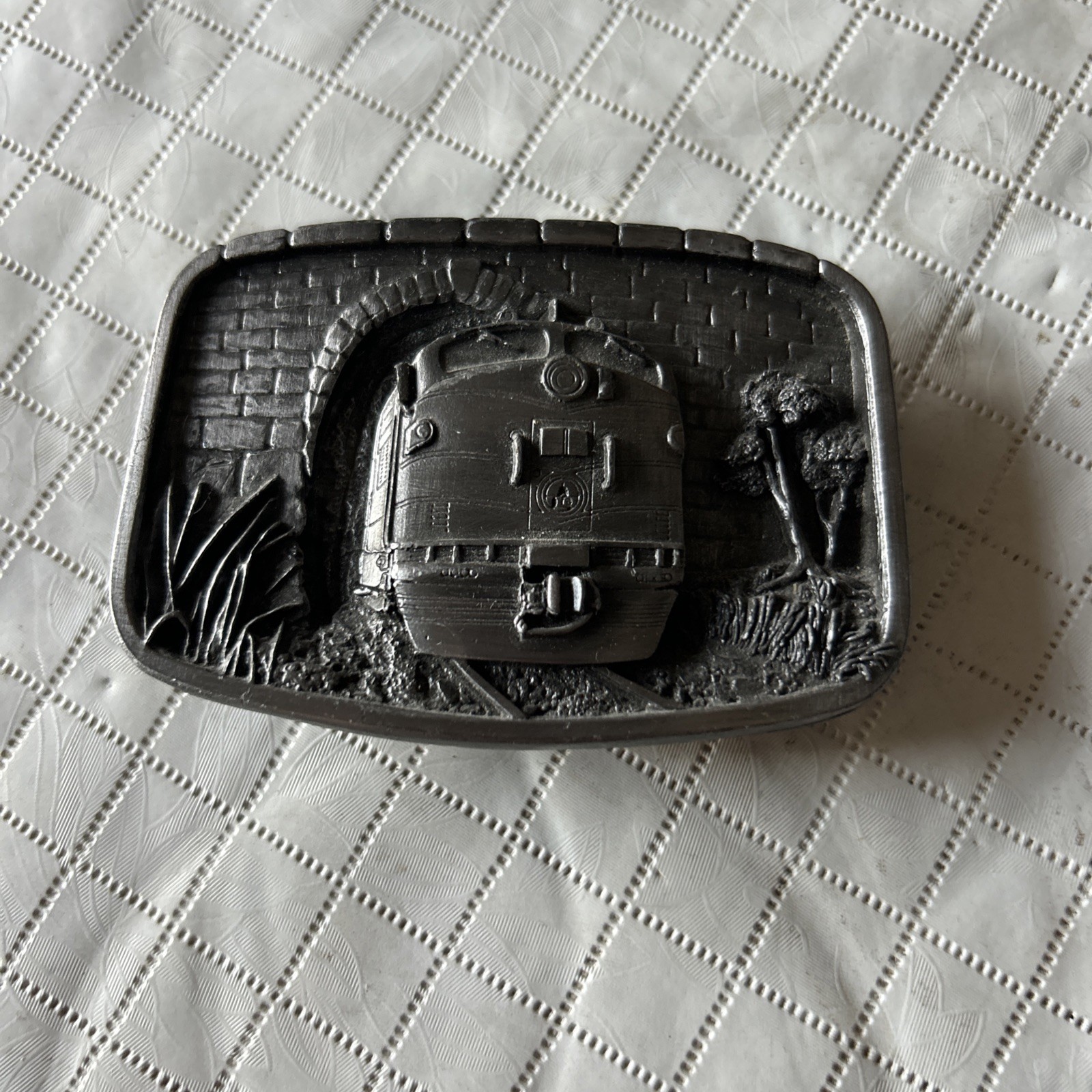 Vintage Bergmont Brass Works 1987 Railroad Engine Tunnel X-45 Belt Buckle