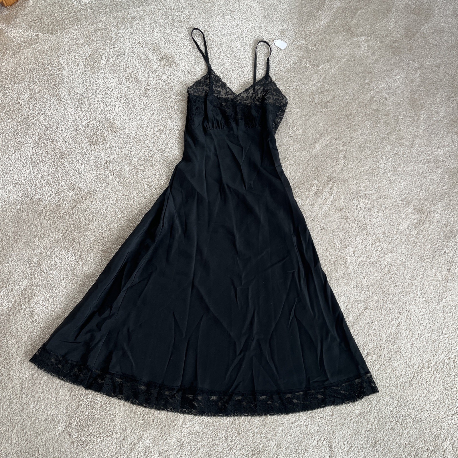Vintage 40S 50S Slip Heavenly Fischer 100% Silk 32 Inch Bust, Black