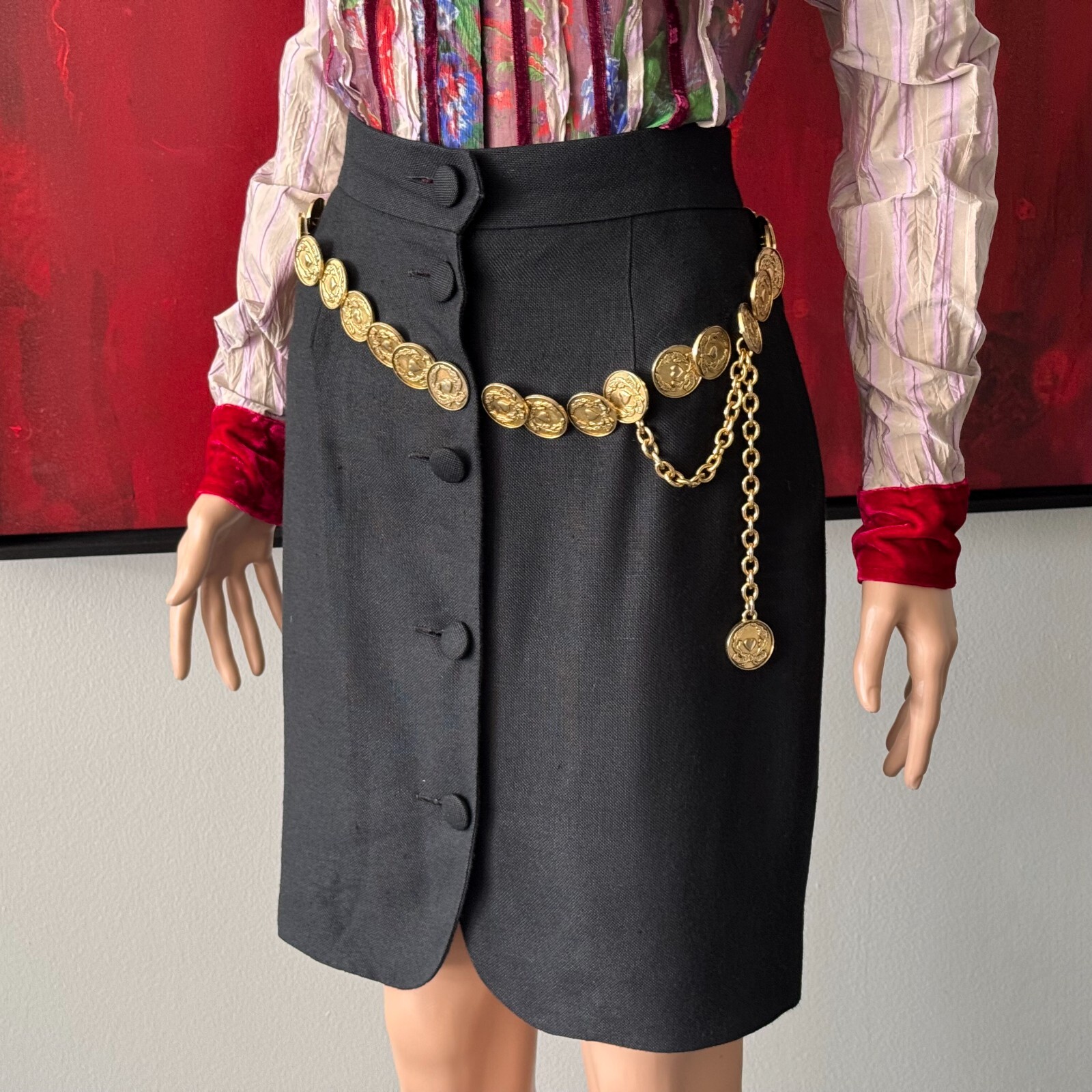 MOSCHINO CHEAP and CHIC belted coin detail skirt size 44