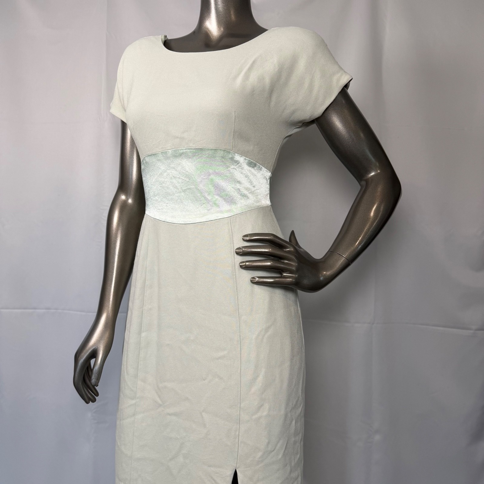 Caren Design Co Mint Green Rayon Formal Maxi Dress Size 4 Empire Waist Satin