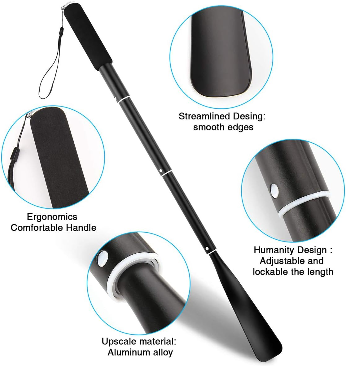 Shoe Horn Long Handle,14.5″-37″ Retractable Shoe Horn,Aluminum Shoe Horn for Men