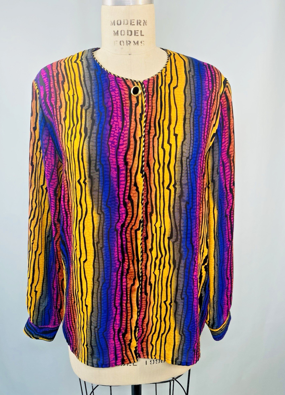 Vintage Blouse SIZE 12 LARGE rainbow bright CHRISTIE & JILL 80s 90s