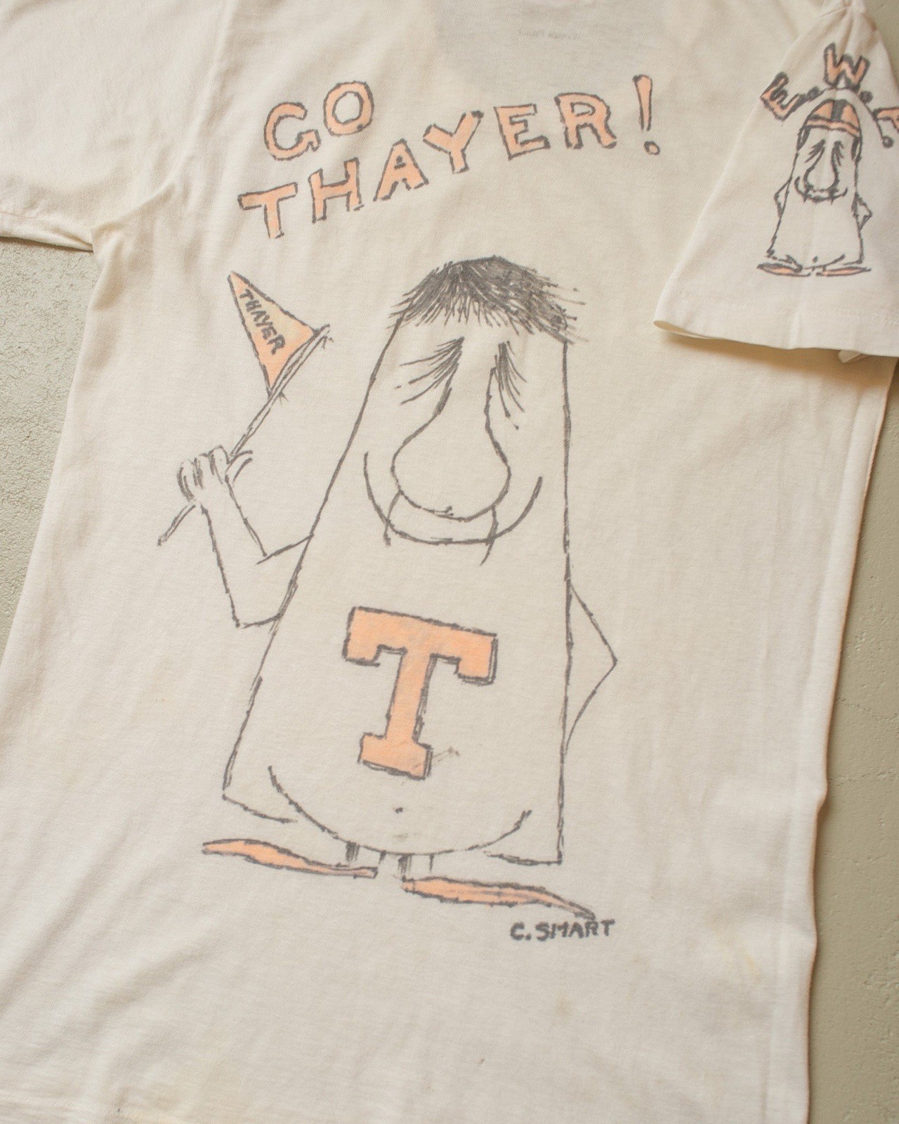 1950s/60s Handpainted Unworn Thayer Fraternity T Shirt White Vintage Americana M